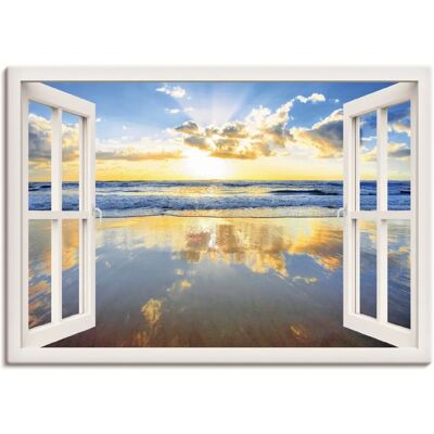 ARTLAND Fensterblick Sonnenaufgang Ozean Leinwand - Wandbild ARTLAND Fensterblick Sonnenaufgang Ozean Leinwand - Wandbild