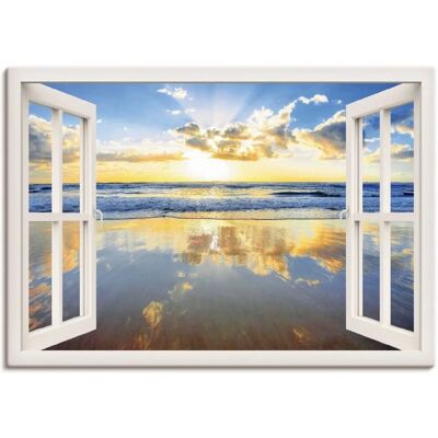 ARTLAND Fensterblick Sonnenaufgang Ozean Leinwand - Wandbild ARTLAND Fensterblick Sonnenaufgang Ozean Leinwand - Wandbild
