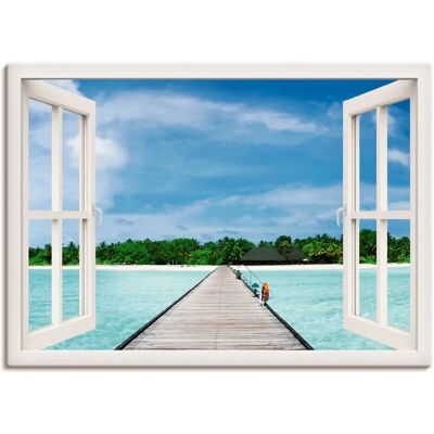 ARTLAND Fensterblick Tropisches Paradies Leinwand - Wandbild ARTLAND Fensterblick Tropisches Paradies Leinwand - Wandbild