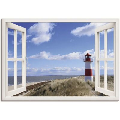 ARTLAND Fensterblick - Leuchtturm Sylt Leinwandbild - 100x70cm ARTLAND Fensterblick - Leuchtturm Sylt Leinwandbild - 100x70cm