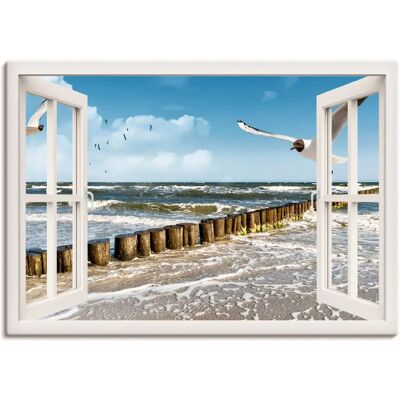 ARTLAND Fensterblick Ostsee Leinwand 70x50cm - Wandbild ARTLAND Fensterblick Ostsee Leinwand 70x50cm - Wandbild