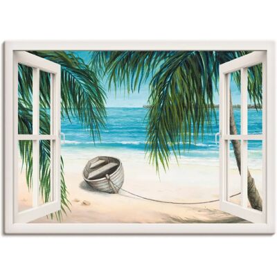 ARTLAND Fensterblick - Karibik Leinwandbild - 130x90 cm ARTLAND Fensterblick - Karibik Leinwandbild - 130x90 cm