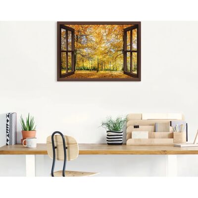 ARTLAND Fensterblick - Herbstwald Panorama Leinwandbild ARTLAND Fensterblick - Herbstwald Panorama Leinwandbild