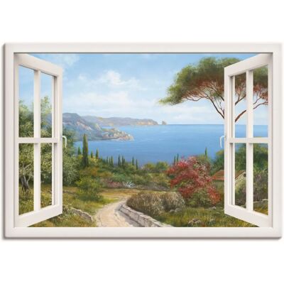 ARTLAND Fensterblick - Haus am Meer Leinwandbild - Wandkunst ARTLAND Fensterblick - Haus am Meer Leinwandbild - Wandkunst
