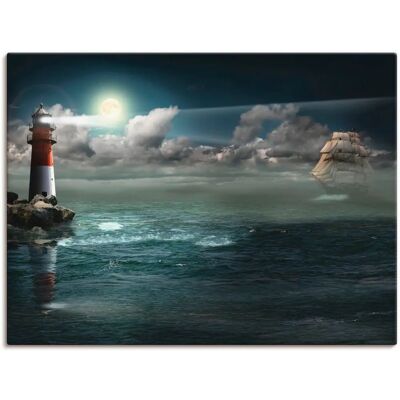 ARTLAND Leuchtturm unter Beleuchtung - 120x90cm Leinwandbild ARTLAND Leuchtturm unter Beleuchtung - 120x90cm Leinwandbild