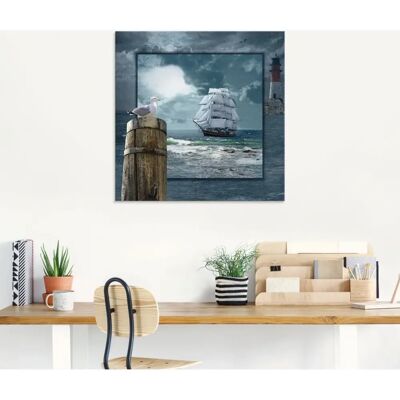 ARTLAND - Maritime Collage mit Segelschiff - Glasbild ARTLAND - Maritime Collage mit Segelschiff - Glasbild