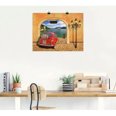 ARTLAND - Kleiner italienischer Hafen - Orange - 40x30 cm - Poster ARTLAND - Kleiner italienischer Hafen - Orange - 40x30 cm - Poster