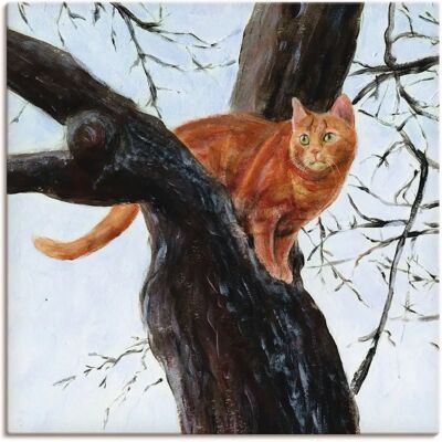 ARTLAND Katze im Baum Braun Wandbild - Wandkunst ARTLAND Katze im Baum Braun Wandbild - Wandkunst