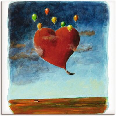 ARTLAND Fliegendes Herz Wandbild - Leinwand, 70x70cm, Blau ARTLAND Fliegendes Herz Wandbild - Leinwand, 70x70cm, Blau