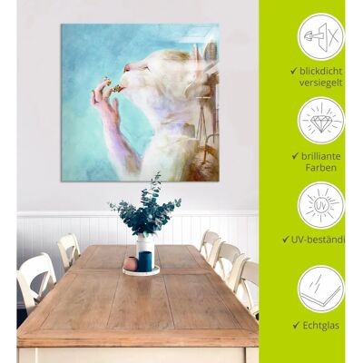 ARTland - Naschkatze - blau - 20x20 cm - Glass wall art ARTland - Naschkatze - blau - 20x20 cm - Glass wall art