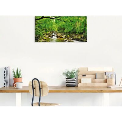 ARTLAND Herbstwald Fluss Smolny Grünes Leinwandbild - Wandbild ARTLAND Herbstwald Fluss Smolny Grünes Leinwandbild - Wandbild
