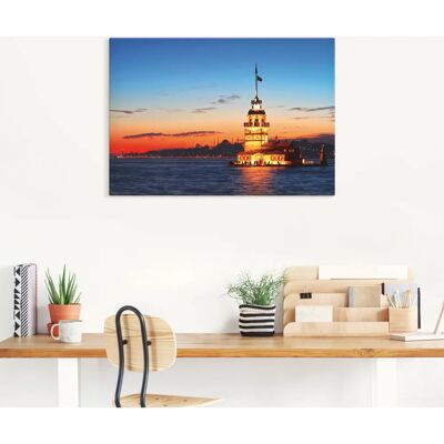 ARTLAND Istanbul Leanderturm Wandbild - Blau Leinwandbild ARTLAND Istanbul Leanderturm Wandbild - Blau Leinwandbild