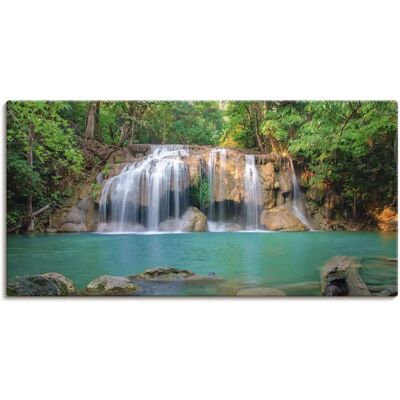 ARTLAND Wasserfall im Wald Nationalpark Leinwand - Grün Wandbild ARTLAND Wasserfall im Wald Nationalpark Leinwand - Grün Wandbild