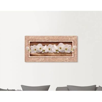 ARTLAND Weiße Orchideen braun gold Wandbild - Blumen Leinwand ARTLAND Weiße Orchideen braun gold Wandbild - Blumen Leinwand