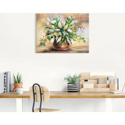 ARTLAND Blumenverschönerung Leinwandbild - Weiß, 80x60cm ARTLAND Blumenverschönerung Leinwandbild - Weiß, 80x60cm