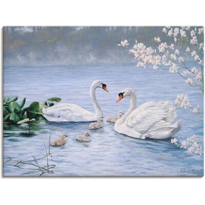ARTLAND Stolze Schwanenfamilie Leinwandbild - Wandkunst ARTLAND Stolze Schwanenfamilie Leinwandbild - Wandkunst