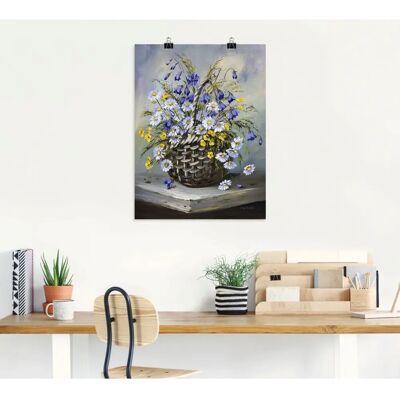 ARTLAND - Bunter Korb - blau - 30x40 cm - Wall art ARTLAND - Bunter Korb - blau - 30x40 cm - Wall art