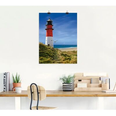 ARTLAND - Leuchtturm am Deich - Blau - 30x40 cm - Wandbild ARTLAND - Leuchtturm am Deich - Blau - 30x40 cm - Wandbild