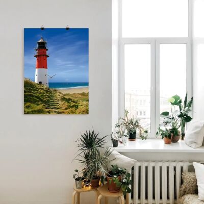 ARTLAND - Leuchtturm am Deich - Blau - 45x60 cm - Leinwandbild ARTLAND - Leuchtturm am Deich - Blau - 45x60 cm - Leinwandbild