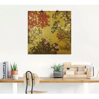 ARTLAND - Japanischer Wandschirm 18. Jahrhundert - 40x40 cm - bunt - Wall art ARTLAND - Japanischer Wandschirm 18. Jahrhundert - 40x40 cm - bunt - Wall art