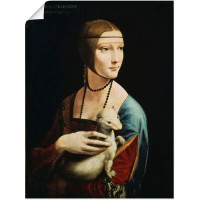ARTLAND - Dame mit Hermelin Porträt - 45x60 cm - schwarz - Wall Art ARTLAND - Dame mit Hermelin Porträt - 45x60 cm - schwarz - Wall Art