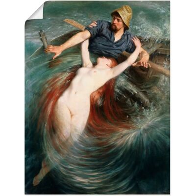 ARTLAND - Ein Fischer in den Fängen einer Sirene - blue - Wall art ARTLAND - Ein Fischer in den Fängen einer Sirene - blue - Wall art