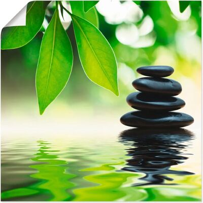 ARTLAND - Zen Steinpyramide auf Wasseroberfläche - grün - 30x30 cm - Wall Art ARTLAND - Zen Steinpyramide auf Wasseroberfläche - grün - 30x30 cm - Wall Art