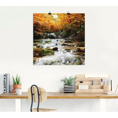 ARTLAND - Herbstlicher Wasserfall - Braun - 30x30 cm - Alubild ARTLAND - Herbstlicher Wasserfall - Braun - 30x30 cm - Alubild