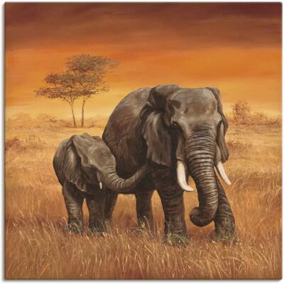 ARTLAND Elefanten II - Wildtiere Leinwandbild 70x70cm ARTLAND Elefanten II - Wildtiere Leinwandbild 70x70cm