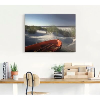 ARTLAND Rotes Boot am Strand Leinwandbild - Boote & Schiffe ARTLAND Rotes Boot am Strand Leinwandbild - Boote & Schiffe
