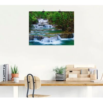 ARTLAND - Tiefen Wald Wasserfall - Grün - 40x30 cm - Wall Art ARTLAND - Tiefen Wald Wasserfall - Grün - 40x30 cm - Wall Art