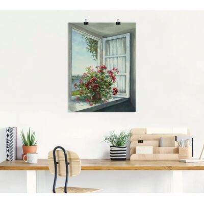 ARTland - Geranien am Fenster - 60x80 cm - Weiß - Wandbild ARTland - Geranien am Fenster - 60x80 cm - Weiß - Wandbild