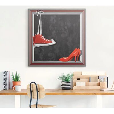 ARTLAND Rote Schuhe Wandbild 70x70cm Leinwand Modernes Dekor ARTLAND Rote Schuhe Wandbild 70x70cm Leinwand Modernes Dekor