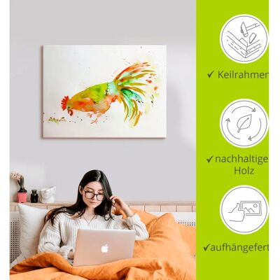 ARTLAND Hahn Wandbild - 60x45 cm, Leinwand, Weiß, Künstlerin Maria-Anna Ziehr ARTLAND Hahn Wandbild - 60x45 cm, Leinwand, Weiß, Künstlerin Maria-Anna Ziehr