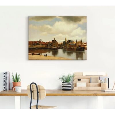 ARTLAND - Ansicht der Stadt Delft. Um 1660 - 40x30 cm - Leinwandbild Braun - Wandkunst ARTLAND - Ansicht der Stadt Delft. Um 1660 - 40x30 cm - Leinwandbild Braun - Wandkunst