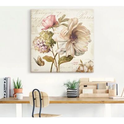 ARTLAND Blumen II Beiges Leinwand Wandbild - Quadratische Blume - 50x50cm ARTLAND Blumen II Beiges Leinwand Wandbild - Quadratische Blume - 50x50cm