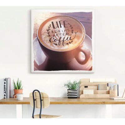 ARTland - Das Leben beginnt nach dem Kaffee - 30 cm x 30 cm - Leinwandbild - Wall art ARTland - Das Leben beginnt nach dem Kaffee - 30 cm x 30 cm - Leinwandbild - Wall art