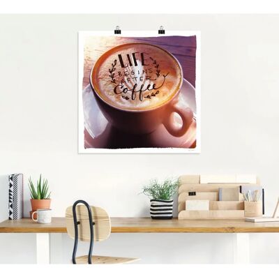 ARTLAND - Das Leben beginnt nach dem Kaffee - Braun - 30x30 - Poster ARTLAND - Das Leben beginnt nach dem Kaffee - Braun - 30x30 - Poster