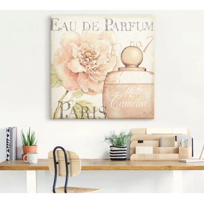 ARTLAND Blumen und Parfum II Wandbild - Beige Leinwandkunst ARTLAND Blumen und Parfum II Wandbild - Beige Leinwandkunst