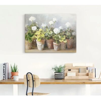ARTLAND Weiße Geranien Wandbild - Blumen Leinwand, 120x90cm ARTLAND Weiße Geranien Wandbild - Blumen Leinwand, 120x90cm