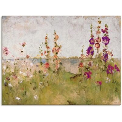ARTLAND Stockrosen am Meer Leinwandbild - Blumen Landschaft ARTLAND Stockrosen am Meer Leinwandbild - Blumen Landschaft