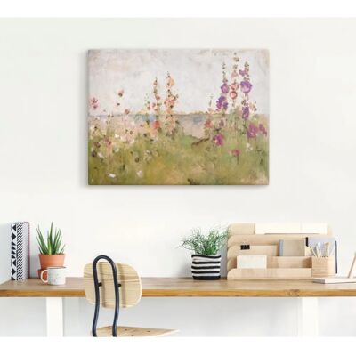 ARTLAND Stockrosen am Meer Grün Leinwandbild - Wandkunst ARTLAND Stockrosen am Meer Grün Leinwandbild - Wandkunst