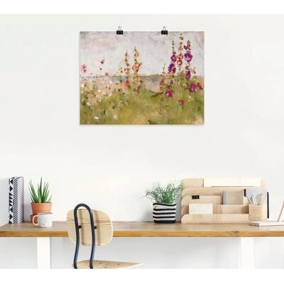 ARTLAND - Stockrosen am Meer - 60x45 cm - Leinwandbild ARTLAND - Stockrosen am Meer - 60x45 cm - Leinwandbild
