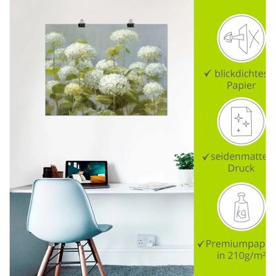 ARTLAND - Weißer Hortensien Garten - 80x60 cm - Wall art ARTLAND - Weißer Hortensien Garten - 80x60 cm - Wall art