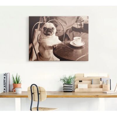 ARTLAND Kaffee Mops Wandbild - Leinwand, Poster, Vinyl - 40x30cm ARTLAND Kaffee Mops Wandbild - Leinwand, Poster, Vinyl - 40x30cm
