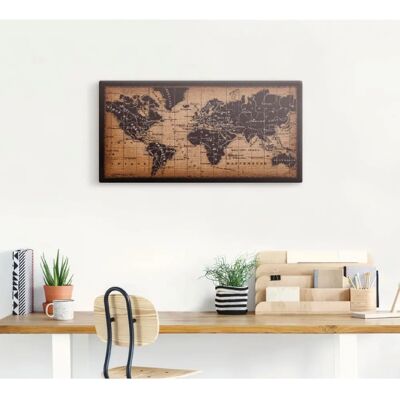 ARTLAND Alte Weltkarte Wandbild - Landkarten, Braun ARTLAND Alte Weltkarte Wandbild - Landkarten, Braun