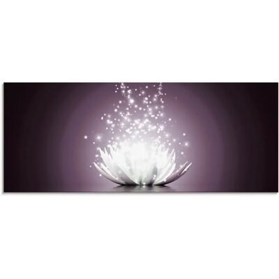 ARTLAND Lotus-Blume Wandbild - Glasbild, Lila, 125x50cm ARTLAND Lotus-Blume Wandbild - Glasbild, Lila, 125x50cm
