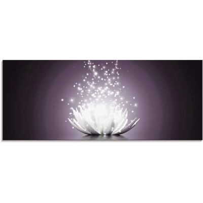 ARTLAND Lotus-Blume Wandbild - Glasbild, Lila, 125x50cm ARTLAND Lotus-Blume Wandbild - Glasbild, Lila, 125x50cm