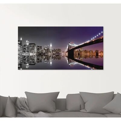 ARTland Glasbild New York Skyline - Night Reflection - 60 x 30 cm ARTland Glasbild New York Skyline - Night Reflection - 60 x 30 cm