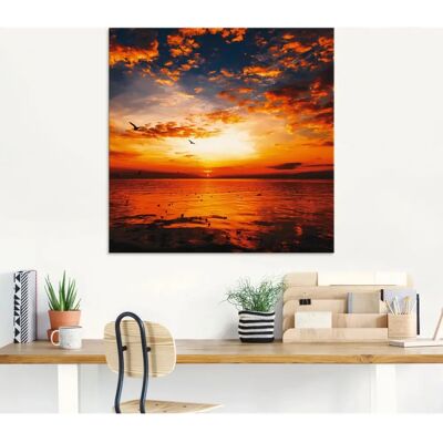 ARTland - Sonnenuntergang am Strand mit wunderschönem Himmel - orange - 30x30 cm - Glass wall art ARTland - Sonnenuntergang am Strand mit wunderschönem Himmel - orange - 30x30 cm - Glass wall art